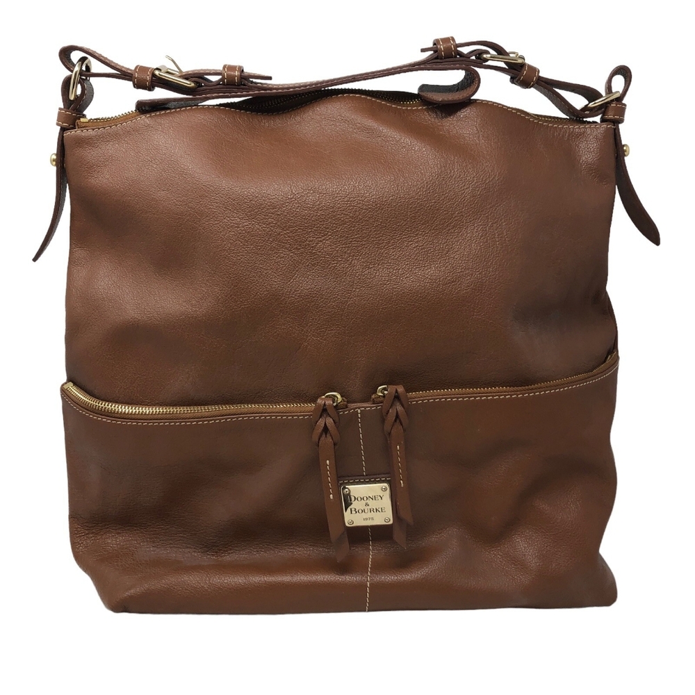 DOONEY and BOURKE DILLEN Brown Pebbled Leather Large Hobo Bag